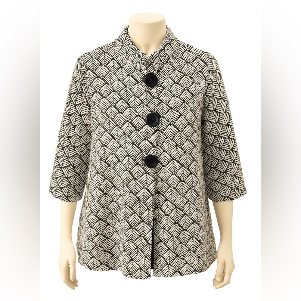 JM Collection Black & White Textured‎ Jacket – Size 1X